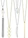 Long Pendant Necklace Set, Layer Simple Bar Necklace Tassel Y Strands for Women (Style 3, 4 Pieces)
