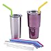 Mcool 8Packs 4 Wide 2 Skinny Silicone Straws 2Pcs Extra Long Stainless Steel Straws for 30 oz Tumber Yeti/Rtic- +3 Brushes+1 Red Storage Pouch