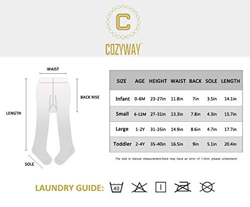 CozyWay Baby & Toddler Tights - Baby Girl and Boy Leggins Cable Knit Comfy Cotton Infant Multicolor 2T-4T White Black Dark Gray 3 Pack