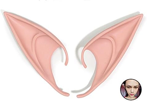 1 Pairs Elf Ears Cosplay Accessories Halloween Party Soft Pointed Prosthetic Tips Ear,Light Skin Color,Long Stlye