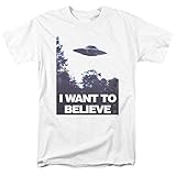 X-Files I Want To Believe Aliens UFO T Shirt & Exclusive Stickers (X-Large) White