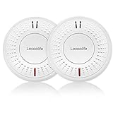 Lecoolife 2 Pack Smoke Detector Fire Alarm Built-in 10 Year Sealed Battery with Photoelectric Sensor