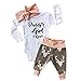 Leegor Baby Christmas Set Girl Romper Deer Prints Bodysuit+Pants Hairband Clothes (6M) White