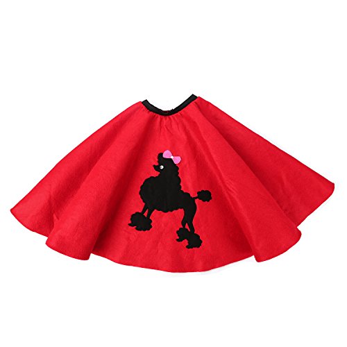 50s Womens Costume Accessory Set - 1950s Poodle Skirt, Chiffon Scarf, Cat Eye Glasses,Bobby Socks w/Poodle Applique (Red) - Thumbnail 2