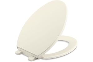 KOHLER K-4774-96 Brevia Elongated Toilet Seat with Quick-Release Hinges and Quick-Attach Hardware for Easy Clean in Biscuit