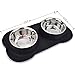 Large Dog Bowl, JISIMI Two 2 x 51 Ounce Stainless Steel Dog Bowls Pet Bowl Feeding Station with Anti-Spill Non-Skid Bone Shape Silicone Mat for Medium to Large Dogs