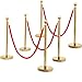 Yaheetech 6pcs Stainless Steel Stanchion Posts - 6.6FT Extended Red Velvet Rope Retractable Barriers Ropes Safety Barriers Set with Stable Base for Party Supplies Theater Hotels Clubs Museums, Gold