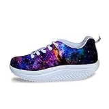 FOR U DESIGNS Cute Galaxy Printing Breathable Platform Sneaker Lace Up Walking Shoes for Women US 10