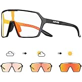 KAPVOE Photochromic Cycling Glasses Men Mountain Bike Glasses Women Clear MTB Sports Sunglasses TR90 Biking Goggles Transition Bicycle Glasses Triathlon Running UV Protection Red