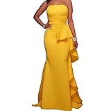 Shinieny Women's Strapless Ruffles Bodycon Prom Cocktail Long Dresses
