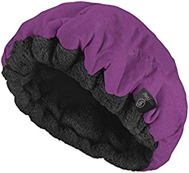 UKXIN Deep Conditioning Insulation Cap, Multi-Layer Functional Microwave Heating Cap, 100% Natural Cotton, Internal Mustard Seeds, Maximum Insulation(Purple)