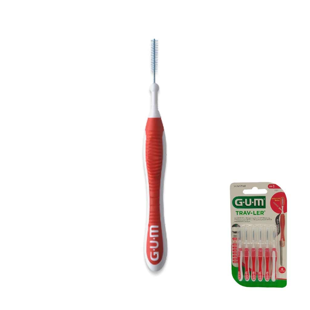 GUM TRAV-LER 1314 RED 0.8MM INTERDENTAL Brushes -6 in Pack