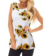ZXZY Womens Cute Sleeveless Floral Print Sunflower Graphic Tank Tops T Shirt Camisole