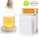 100Pcs Tea Filter Bags, Disposable Empty Tea Bag with Drawstring Safe & Natural Material, 1-Cup Capacity, Fill your own Tea Bags for Herb, Coffee & Loose Tea by Eranthe