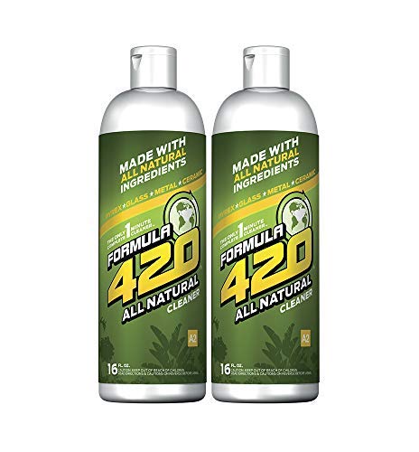 ALL NATURAL Formula 420 pirex-glass metal-ceramic cleaner, 2 Bottles, 16 Ounces Each (Best Cleaner For Bongs)