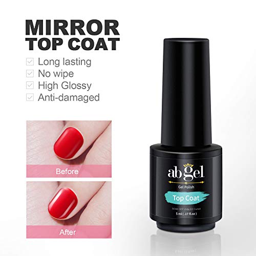 ab gel Set Matte Top Coat High Gloss Top Coat + Base Coat 2pcs, Soak Off UV LED Gel Nail Polish Quick Dry and Long Lasting (4Pcs 5ml) - Thumbnail 5