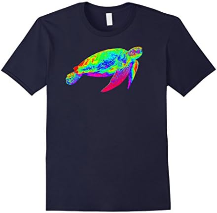 Mens EDM Electronic Dance Techno Neon Sea Turtle Rave Shirt Medium Navy