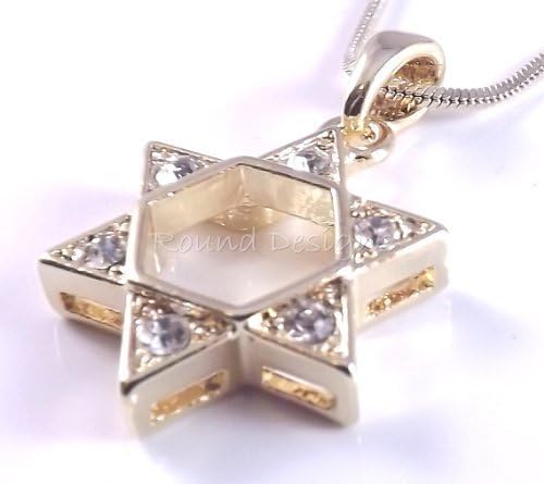 Round DesignsStar Of David Judaica Necklace Gold Comes in A gift Pouch