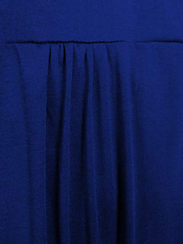 Women's Plus Size Loose Tunic Shirts Short Sleeve Buttons Blouse Tops Royal Blue 14W