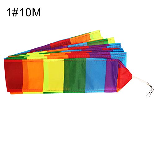LeSharp Kite Tail Line, 10/15/30m Rainbow Color Blocking Long Kite Tail Line Outdoor Sports Accessory 1#