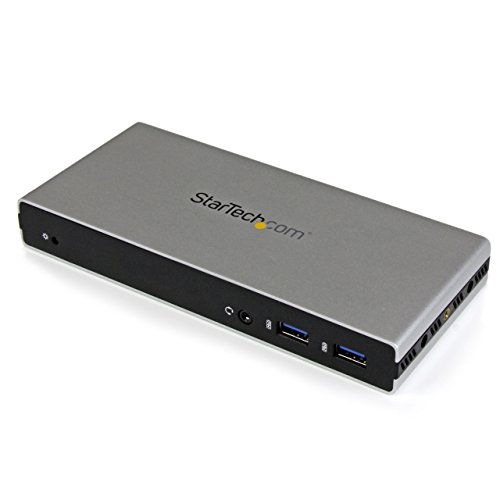 StarTech.com USB Docking Station - Universal USB 3.0 Dock - Dual DVI Monitor with HDMI and VGA Adapters - Ethernet/USB Hub/Audio