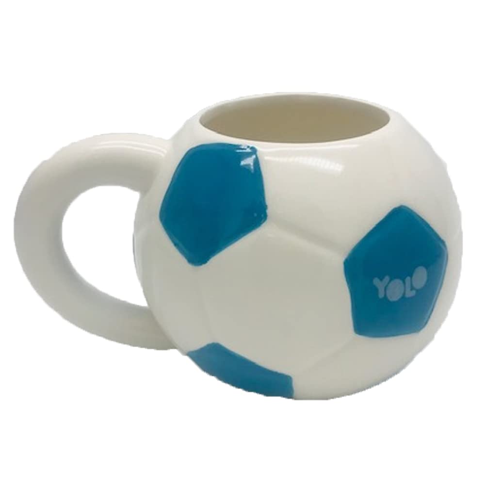 YOLO 570ml Novelty Soccer Ball Shaped Ceramic Mug/Cup for Coffee, Tea, Water & Drinks