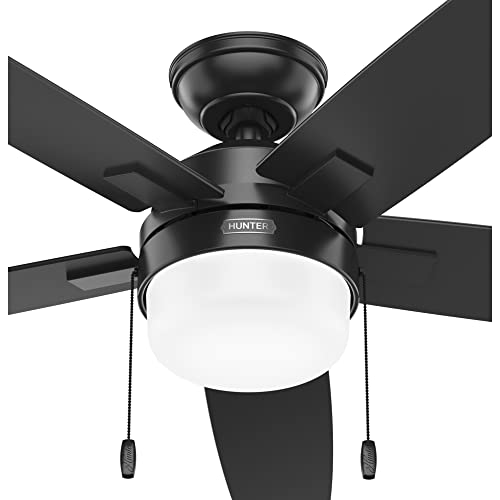 Hunter Fan Company 52485 Anisten Bedroom Ceiling Fan with LED Lights, Large Low Profile, Matte Black