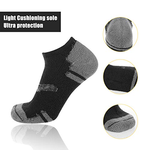 Cooplus Mens Ankle Socks Athletic Breathable Low Cut Tab With Arch Support 6 Pairs (White6, Fits shoe size 6-12) - Thumbnail 2