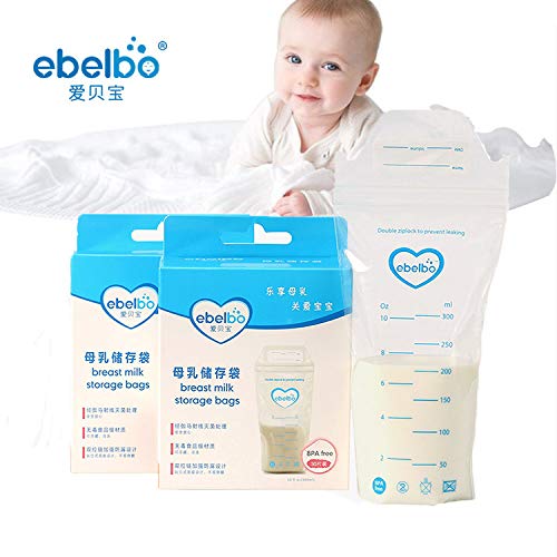 60 Count Breastmilk Storage Bags 10 Oz/300ml Breastfeeding Freezer Storage Container Bags for Breast Milk BPA Free & Comes Pre-sterilized with Leak Proof & Accurate Measurements (10 Oz/300 ml)