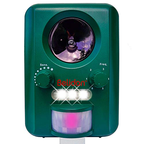 Belidan Animal Repellent Ultrasonic Outdoor - Animal Repeller - Cat Dog Skunk Fox Rats Raccoon Repellent - Animal Deterrent Device Solar Powered - Motion sensor LED lights USB charger