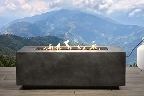 Fire Pit | Large Concrete Propane Gas Outdoor Fire Pit | Rectangle Fireplace Home Furniture [CM-1012G](Black) (Best Concrete For Fire Pit)