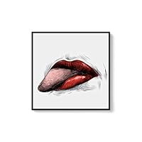 Framed Canvas Wall Art Sexy Lips Canvas Prints Home Artwork Decoration for Living Room,Bedroom - 16x16 inches