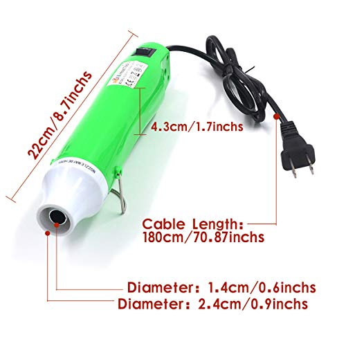 New Heat Gun,mofa Hot Air Gun Tools Shrink Gun with Stand For DIY Embossing And Drying Paint Multi-Purpose Electric Heating Nozzle 300W 110V (Green,White)