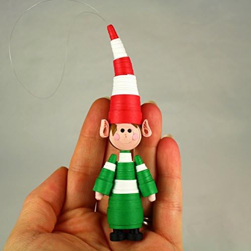 Handmade Elf Christmas Ornament Paper Quill Lightweight Tree Decoration