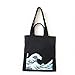 ASAPS Black Printed Vintage Canvas Tote Bag with Handles