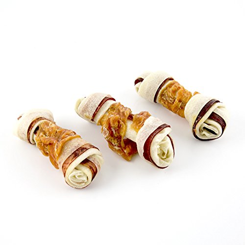Good 'N' Fun Rawhide Bones, Triple Flavor Chews, 6-Count