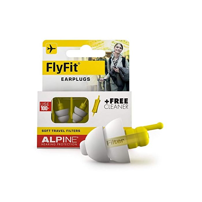 Alpine FlyFit Ear Plugs – Airplane hygenitic Ear Plugs – Pressure Regulating Reusable Ear Plugs Prevent Ear Pain - Soft…