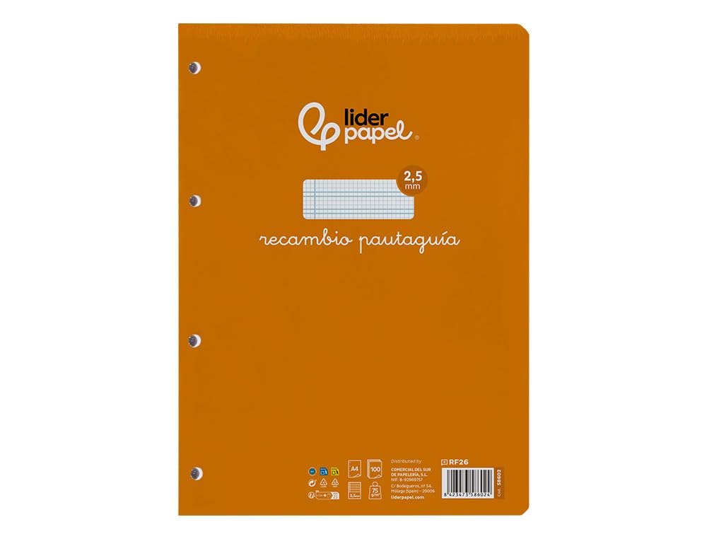 liderpapel RF26 – Spare Squared Ruled with Margin 4 Holes