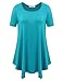 BELAROI Womens Plus Size Tunic Tops Summer Short Sleeve Loose Fit T Shirt Casual Blouse Swing Flowy Tunics for Leggings(2X,Lake Blue)