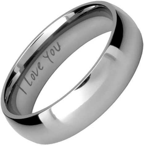 Willis Judd Mens Ring Engraved I Love You Titanium Ring for Man in Gift Box 6mm Wedding Band Engagement Ring Comfort Fit Size Z