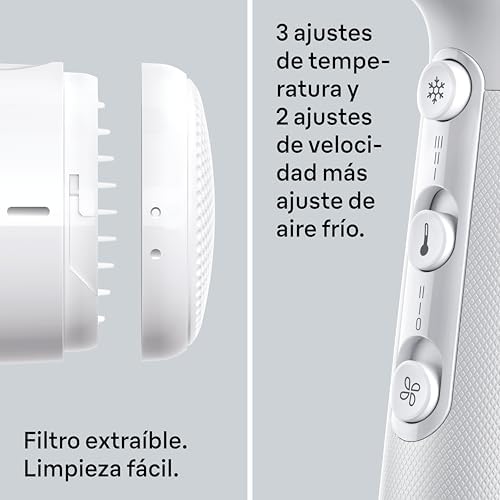 Braun HD2.21 Secador de cabelo – Secador potente com difusor e bico de secagem, tecnologia IONTEC, motor de 2200 W, 3 definições de temperatura e 2 de velocidade, acabamento branco brilhante – BRHD226E