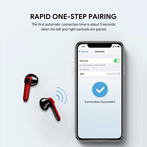 CRUA Earbuds Wireless Bluetooth 5.0 True Earphones with Mic, Touch Control, HD Sound Call Quality, Up 30 Playtime with C