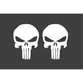 LEENAE Punsher Skull Helmet Decal Vinyl Sticker for Car Truck Decal Van Windows Laptop Sticker, White Skull Bumper Sticker (2 Pack) | White | 3