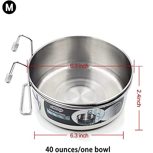 MLCINI Hanging Pet Bowl, Dog Crate Bowl Dog Kennel Bowl 3 Size 2 Pack Non Spill Stainless Steel