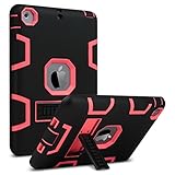 iPad Mini Case,iPad Mini 2 Case,iPad Mini 3 Case,iPad mini Retina Case,ULAK Three Layer Protective Case for iPad Mini,iPad Mini 2,iPad Mini 3 with Kickstand (Black/Neo Red)