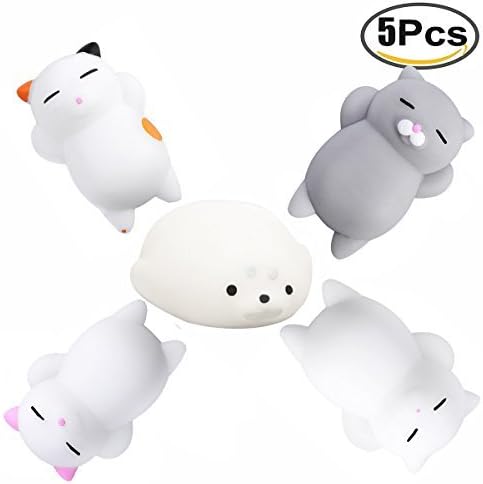 5Pcs Cat Seal Mini Squishy Healing Toys Cute Squeeze  Shape Cartoon Slow Rising Toys for Collection Stress Reliever Gift