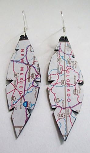 Mix and Match 50 State Map/Atlas Earrings, Upcycled Bike Tube Jewelry