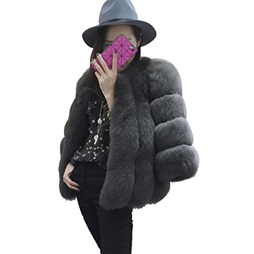 YING LAN Women's Faux Fur Thick Winter Coat Luxury Fur Imitation Fox fur Overcoat Outerwears Dark Grey YING LAN Women's Faux Fur Thick Winter Coat Luxury Fur Imitation Fox fur Overcoat Outerwears Dark Grey