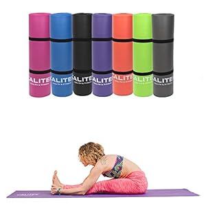 CALITEK Yoga and Pilates 10mm NBR Foam Non-Slip Exercise Mat with Carry Strap for Fitness, Gymnastic and Gym Exercise -183cm x 60cm x 1cm