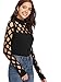 MakeMeChic Women's Criss Cross Collar Long Sleeve Solid Fitted Blouse T-Shirt Tops (Small, Black)